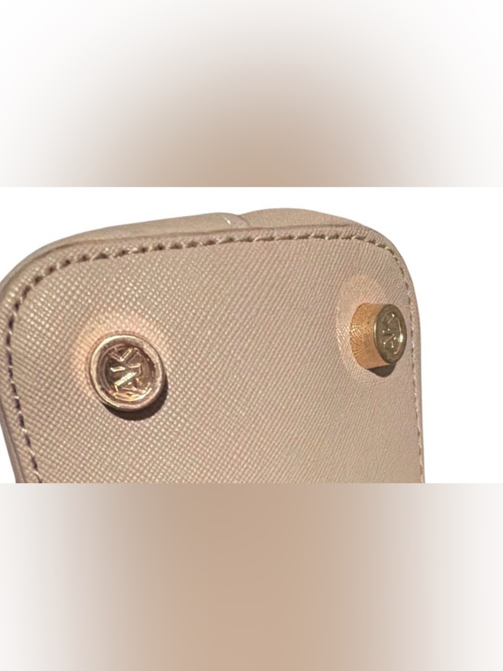 Anne Klein Cream and Taupe Dome Satchel with Pale Pink Strap - Picture 6 of 10